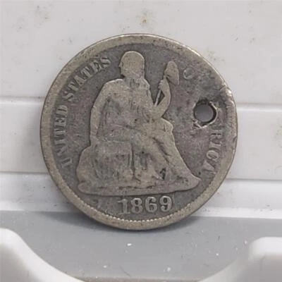 1869-S 10C SEATED LIBERTY DIME - HOLED - Image 1 of 2