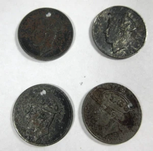 Vintage Lot 4 Metall einseitig King George VI perforiert Münze Token - Bild 1 von 10