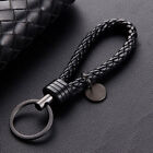 1x Car Keychain Leather Rope Strap Weave Keyring Key Ring Chain Key Gift Black