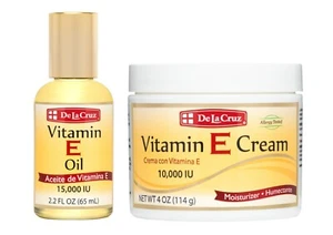 De La Cruz Vitamin E Oil 15,000 IU 2.2 FL OZ + Vitamin E Cream 10,000 IU 4 OZ