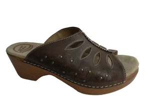 DANSKO Sheri EU 40 US 9.5 10M Cuero Marrón Sin Cordones Plataforma Slide Sandalias Zapatos - Imagen 1 de 7