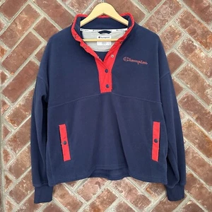 Champion Explorer Fleece Snap Up Pullover Womens Large Sweatshirt Athletic Navy - Picture 1 of 11