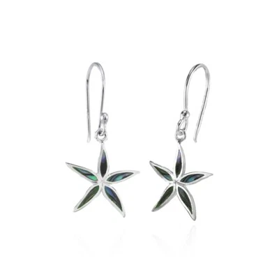 Sterling Silver Abalone Polished Flower Dangle Earrings - Image 1 of 2