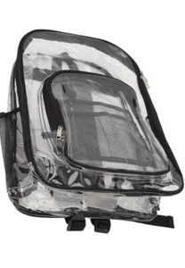 Clear Backpack Heavy Duty PVC Transparent Backpack with USB Ports & Black Cover - Picture 1 of 9