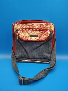 Isabella's Journey Jean & Quilt Shoulder Bag Blue Paisley Zipper Closure 9" x 9" - Picture 1 of 9