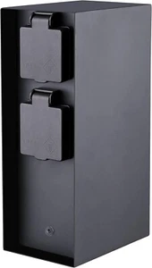 NOVATOOL 30005 Steckdosensäule Außen IP44 - 4 Steckdosen Edelstahl schwarz - Bild 1 von 3