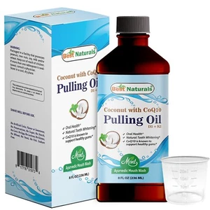 Best Naturals Coconut Pulling Oil with Vitamin D3, E, K2 & COQ10-8 Fl OZ - Picture 1 of 7