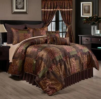 Chezmoi Collection Amelia 9-Piece Floral Jacquard Patchwork Comforter Set, Multi - Image 1 of 3