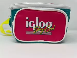 Igloo Stay Cool Retro Cooler Fanny Pack 90s Teal Pink Beach Camping - Picture 1 of 6
