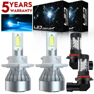 For 2004-2014 Ford F-150 - 4x 8000K LED Headlight Hi/Low + Fog Light Bulbs Combo - Picture 1 of 19