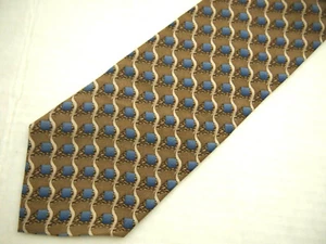 Geoffrey Beene Mens Necktie Tie Beige Blue Geometric 58" Career - Picture 1 of 4