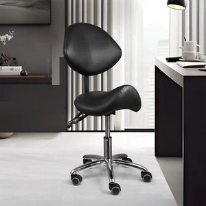 Adjustable Hydraulic Rolling Swivel Massage Spa Salon Stool Chair w/Back Rest - Picture 1 of 14