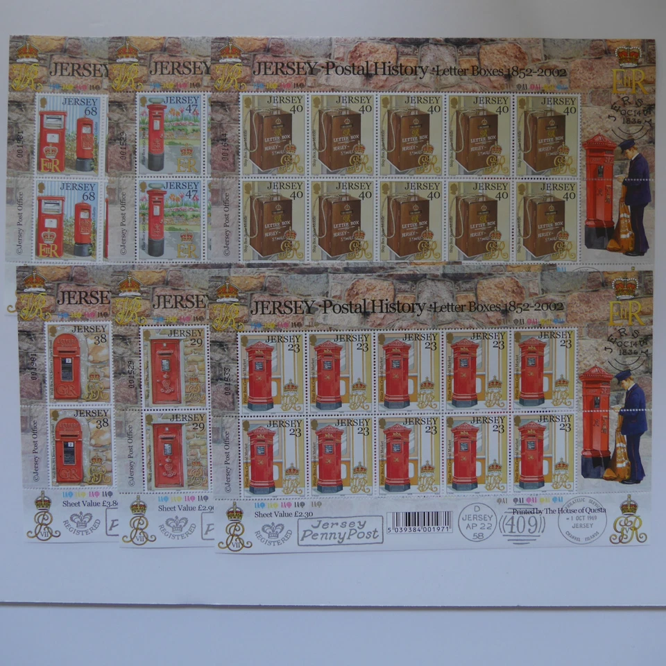 Jersey 2002 Postal History Letter Pillar Boxes sheets of 10 set SG 1067-1072 MNH - Image 1 of 1