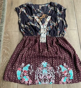 Free People WINK MY WAY BABYDOLL TUNIKA TANK TOP Gr. S BOHO BLUMEN V-AUSSCHNITT - Bild 1 von 7