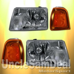 FOR 01-10 FORD RANGER CLEAR CHROME OE REPLACEMENT HEADLIGHTS /CORNER SET 4 PIECE - Bild 1 von 2