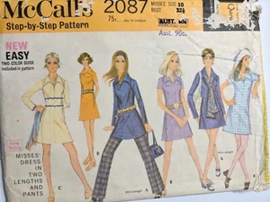 McCall's 2087 Vintage 60s Sewing Pattern Misses Size 10 Dress & Pants CUT - Picture 1 of 2