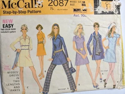 McCall's 2087 Vintage 60s Sewing Pattern Misses Size 10 Dress & Pants CUT - Image 1 of 2