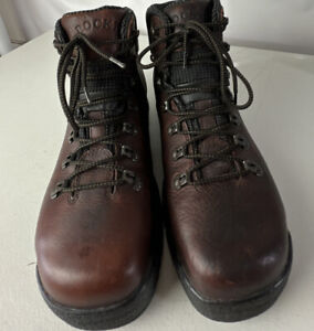 ROCKY Steel Toe Work Boot Brown Leather Speed Lacing Thick Sole Brown Sz 10 1/2
