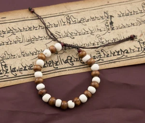 Buddhist Bracelet Tibetan Mala Wooden Beads Ø 8 Mm Handmade Nepal # 7191 - Picture 1 of 1