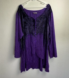 Top túnica de terciopelo bordado Holy Clothing para mujer 3X/4X Royal Purple Festival - Imagen 1 de 9
