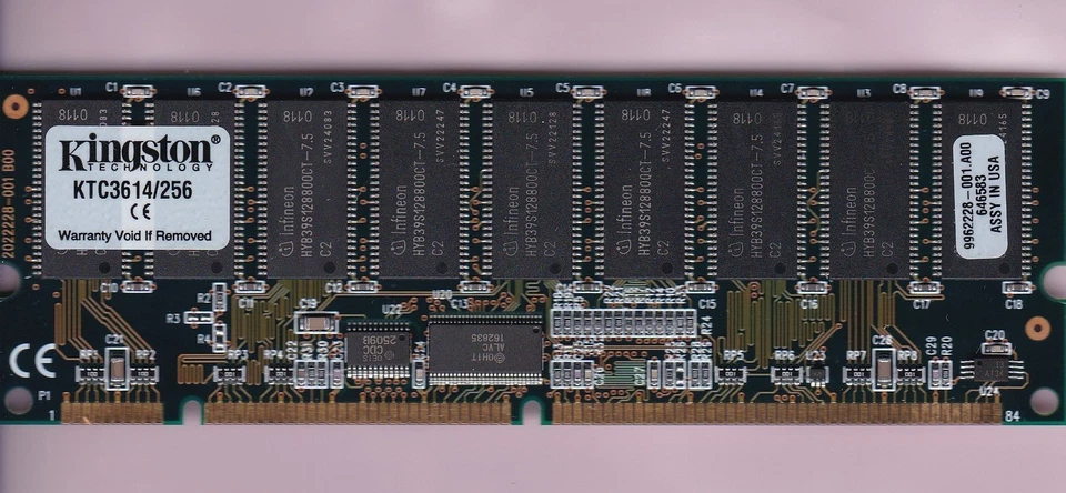 256MB KINGSTON PC-100R PC100R KTC3614/256 SDRAM ECC RDIMM Memory Ram STICK RDIMM - Image 1 of 2