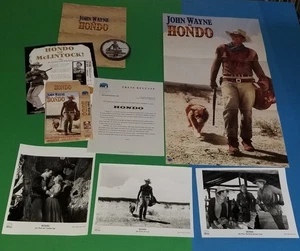 JOHN WAYNE VTG HONDO 40TH ANNIV PRESS KIT 3 PHOTOS, POSTER, BIO'S ,COASTER !!!!! - Picture 1 of 19
