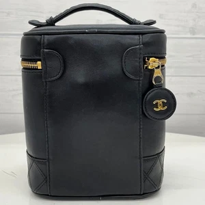 CHANEL Bicolore Vanity Bag Handbag Purse Black Lambskin A01619 - Picture 1 of 18