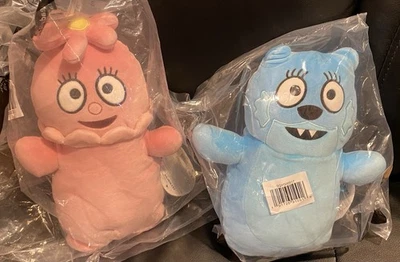 NOVO com etiquetas Squishmallows Yo Gabba Gabba Land Pink Foofa & Toodee CONJUNTO 10" Hugmees - Imagem 1 de 3