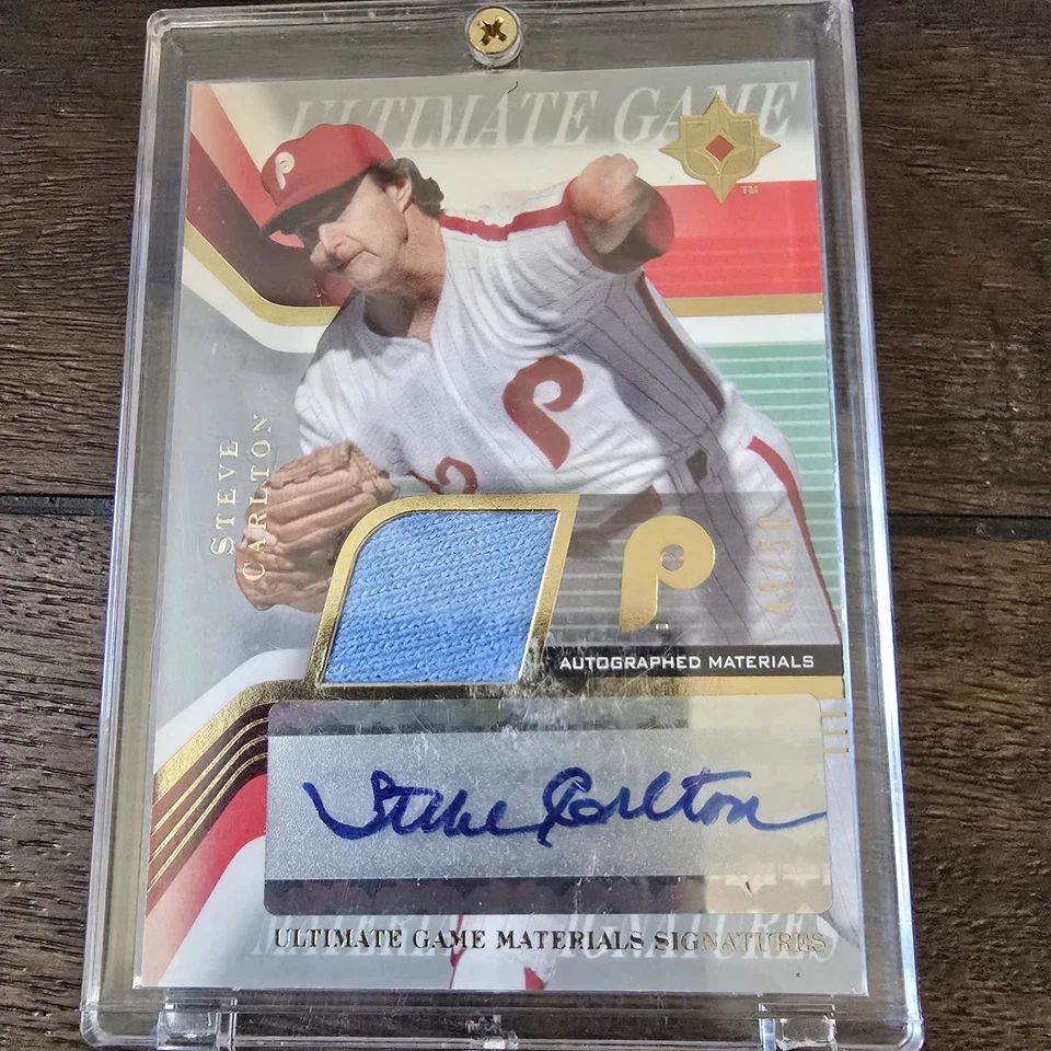 2004 Upper Deck Ultimate Steve Carlton Auto & Pants Card 049/50 - Image 1 of 3