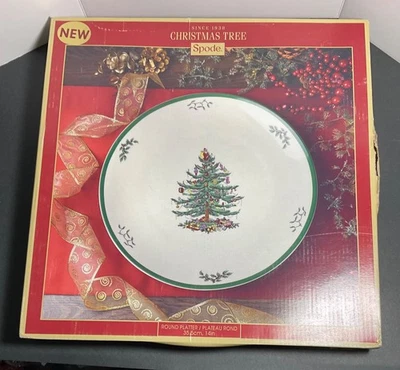 Spode Christmas Tree 14" Round Platter - Festive Holiday Serving Plate Stoneware - Image 1 of 4