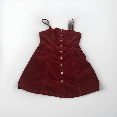 Vestido para mujer H&M de gamuza borgoña dividida talla M. Mezcla de algodón botones plateados Foto 1 de 4