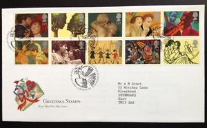 GB 1995 Greetings Set su copertina primo giorno indirizzo dattiloscritto, Edinburgh Philatelic SHS - Foto 1 di 2