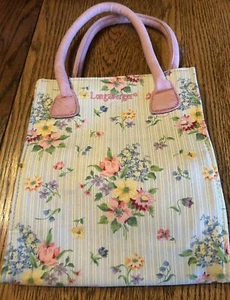 LONGABERGER HOMESTEAD LADIES PINK /GREEN FLORAL HANDLED TOTE BAG 13.5" TALL NEW - Picture 1 of 2
