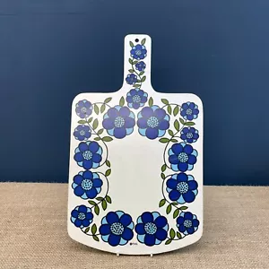 VINTAGE MID CENTURY 60s/70s TAUNTON VALE BLUE FLORAL MELAMINE BREAD CHEESE BOARD - Picture 1 of 8