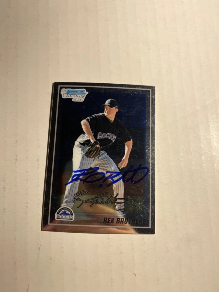 Colorado Rockies REX BROTHERS Signed Card - Image 1 of 1