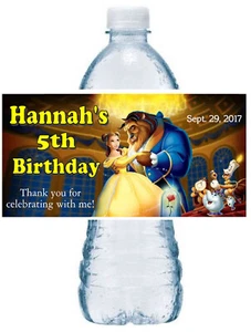 ETIQUETAS DE BOTELLAS DE AGUA DISNEY BEAUTY AND THE BESTIA BELLA FIESTA DE CUMPLEAÑOS FAVORES - Imagen 1 de 1