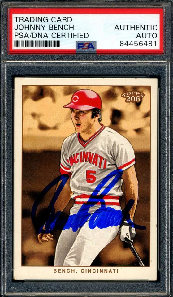 Autógrafo Johnny Bench PSA ADN firmado 2002 Topps 206 Foto 1 de 1