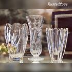 3 Crystal Vases Cut Glass Vintage Etched Flower Vases Mixed Waterford Orrefors *