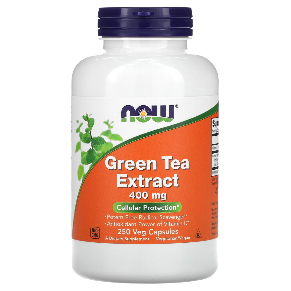 Now Foods Green Tea Extract 400 mg 250 Veg Capsules GMP Quality Assured, Vegan,