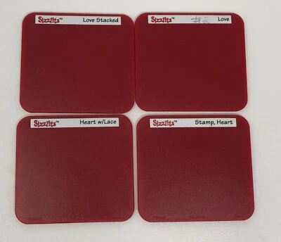 Troquelado Sizzix: 4x Sizzlits (juego Love #2) 38-9698 corazón con encaje, corazón de sello Foto 1 de 2