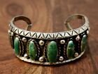 Navajo Sterling Silver Green Turquoise Bangle Bracelet 51 grams  Superb Vintage 