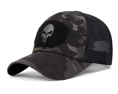 Casquette Militaire treillis noire Punisher  - Photo 1/4