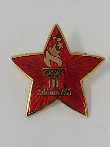 1996 ATLANTA OLYMPIC PIN RED STAR LOGO - Picture 1 of 2