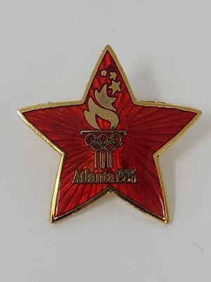 1996 ATLANTA OLYMPIC PIN RED STAR LOGO - Image 1 of 2