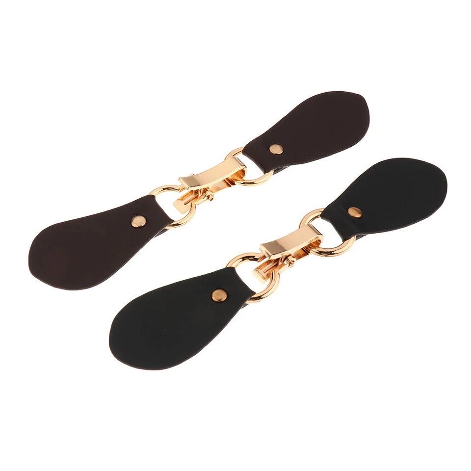 Pair of Leather Snap Toggle Closure Buttons Metal Buckles for Coat Jacket Duffle - Image 1 of 1