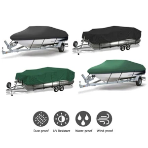 Waterproof Heavy Duty Boat Cover Trailerable Pontoon/V-Hull Fishing 11ft-22ft - Picture 1 of 21