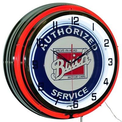 Letrero de servicio autorizado Buick 19" doble reloj de neón garaje hombre decoración de cueva (rojo) Foto 1 de 4
