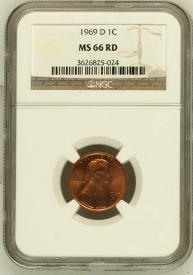 1969 D Lincoln Cent NGC MS 66 RD - Image 1 of 2