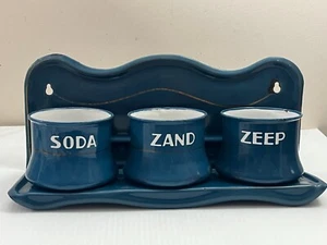 Vintage HTF Zand Zeep Soda niederländisch blau Emaille Reinigungsmittel Schalen Halter - Bild 1 von 7
