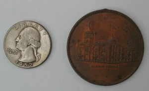 Kupfer Whitehead & Hoag Co. Freimaurer Tempel Medaille Vintage Antik W&H Co. - Bild 1 von 4